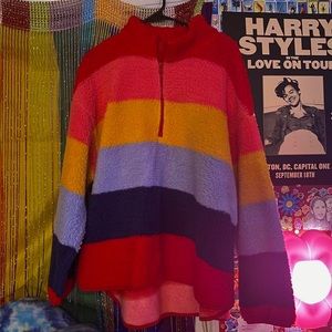 Old Navy Striped Quarter Zip Sherpa, XXL